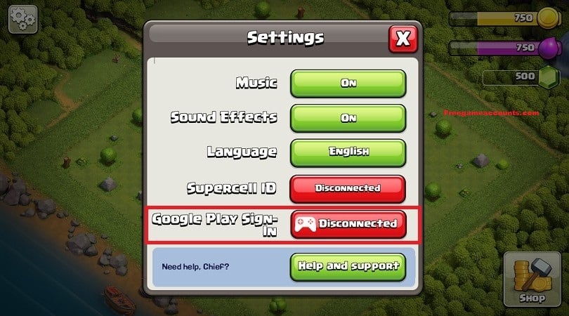 Clash of Clans Accounts Log In Step 2
